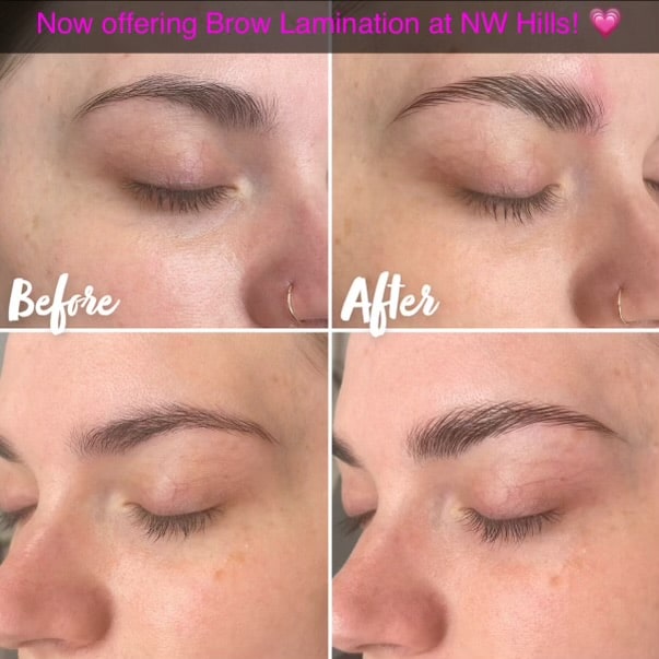 Before & After Image of Brow Lamination Austin TX